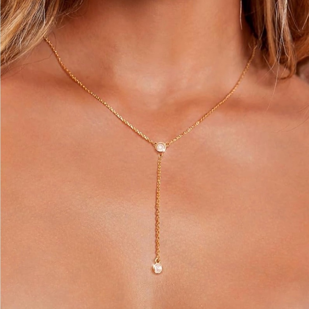 ✨LUXURY✨ Simulated Diamond Pendant Dainty 18k Gold Plated Necklace